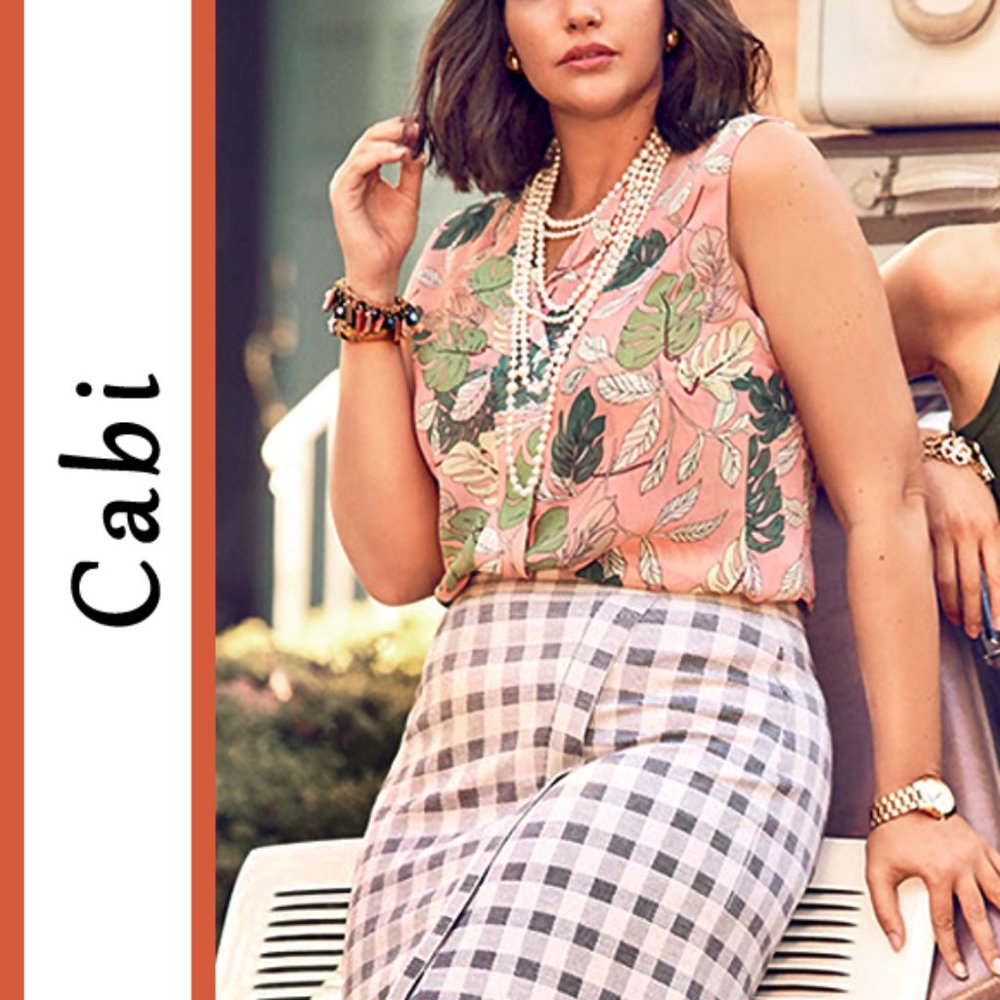CAbi | 'Tropical' Palm Leaf Printed Blouse Top